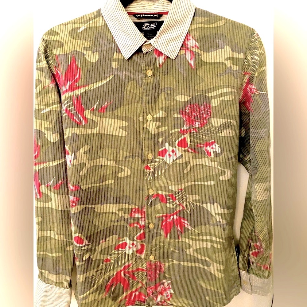 DIESEL Fiftyfive tropical print camouflage fitted long sleeve men’s shirt size S